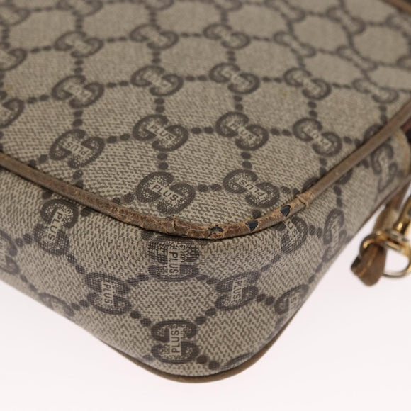 GUCCI GG Plus Supreme Shoulder Bag PVC Beige Gold Auth ep12498