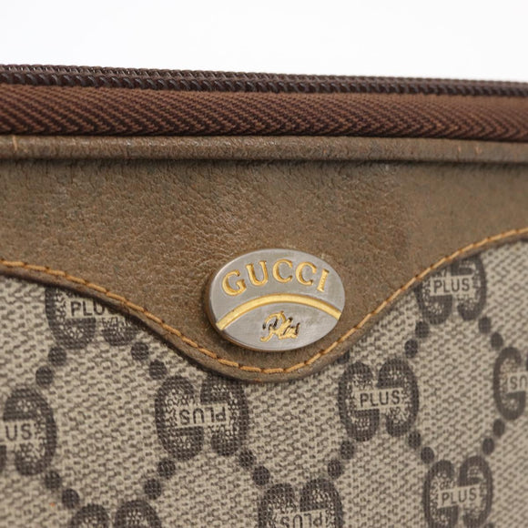 GUCCI GG Plus Supreme Shoulder Bag PVC Beige Gold Auth ep12498