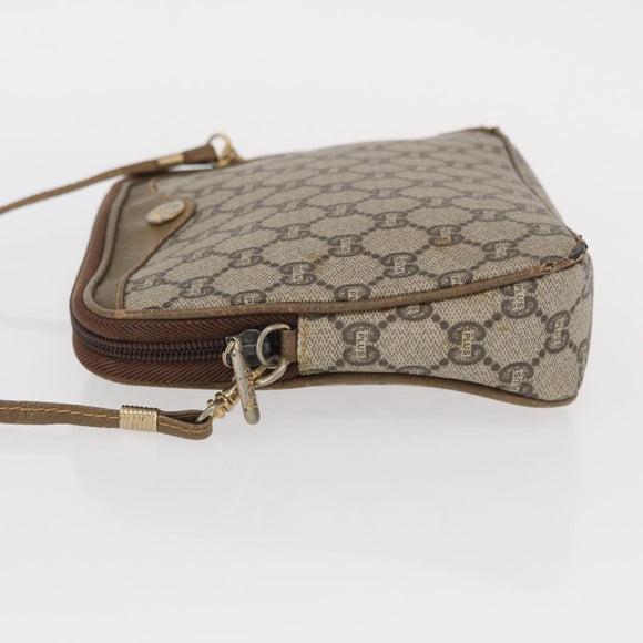 GUCCI GG Plus Supreme Shoulder Bag PVC Beige Gold Auth ep12498