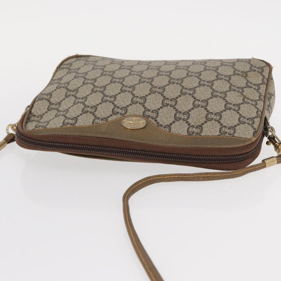 GUCCI GG Plus Supreme Shoulder Bag PVC Beige Gold Auth ep12498
