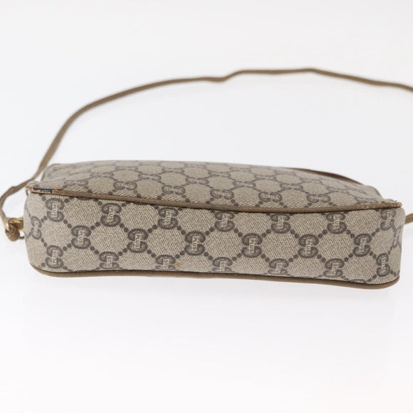 GUCCI GG Plus Supreme Shoulder Bag PVC Beige Gold Auth ep12498