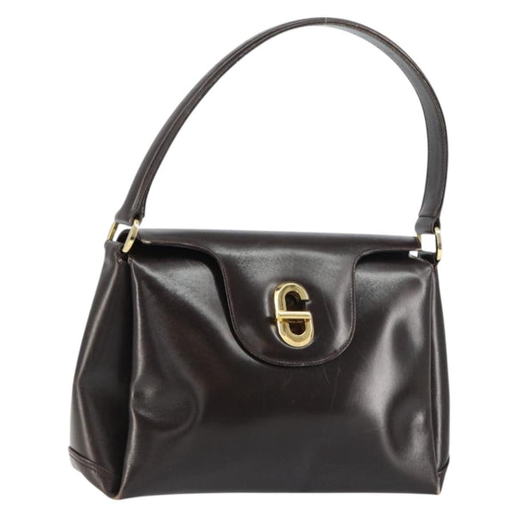 GUCCI Hand Bag Leather Dark Brown Gold 000 406 1080 Auth ep12502