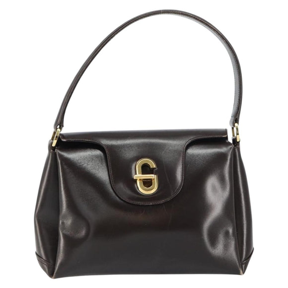 GUCCI Hand Bag Leather Dark Brown Gold 000 406 1080 Auth ep12502