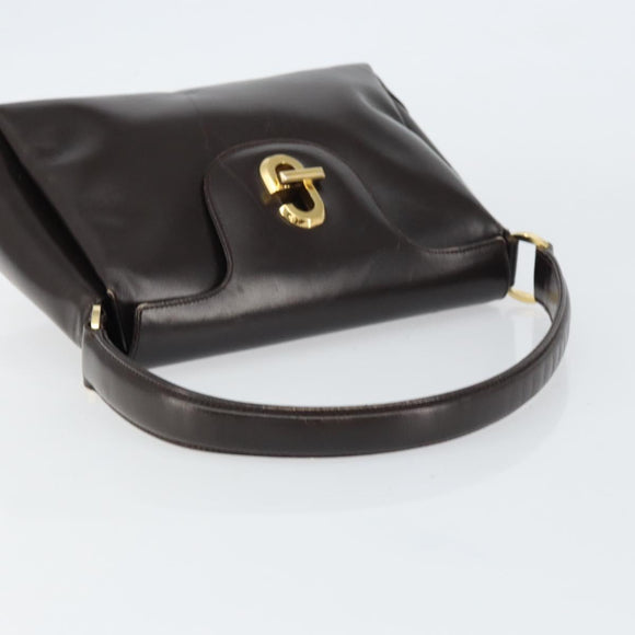 GUCCI Hand Bag Leather Dark Brown Gold 000 406 1080 Auth ep12502