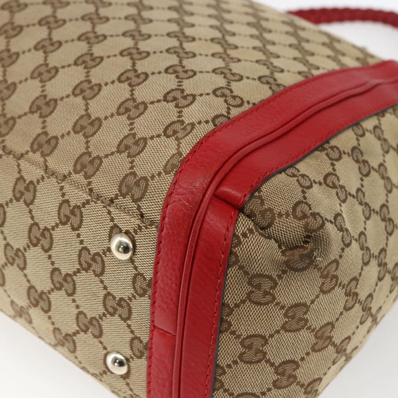 GUCCI Bamboo Wrasse GG Canvas Tote Bag 2way Beige Gold 269946 Auth ep12523