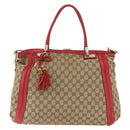 GUCCI Bamboo Wrasse GG Canvas Tote Bag 2way Beige Gold 269946 Auth ep12523-2