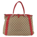 GUCCI Bamboo Wrasse GG Canvas Tote Bag 2way Beige Gold 269946 Auth ep12523-3