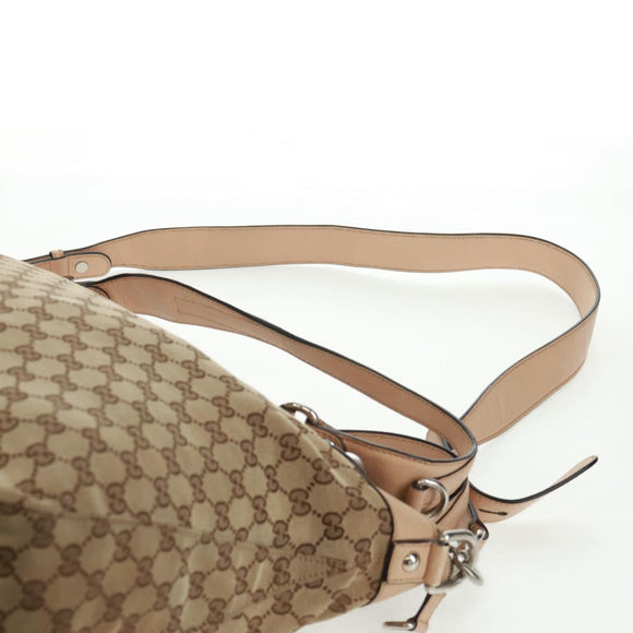 GUCCI GG Canvas Tote Bag 2-wegs Beige Zilver 232949 Auth ep12524