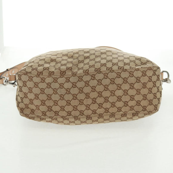 GUCCI GG Canvas Tote Bag 2-wegs Beige Zilver 232949 Auth ep12524