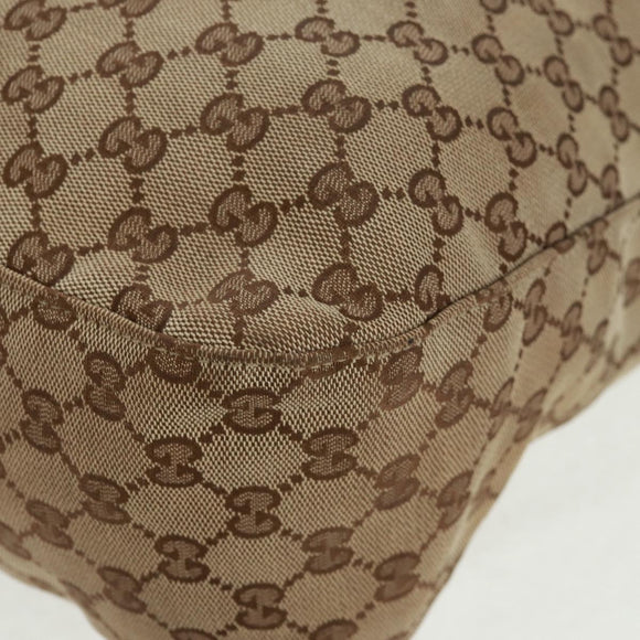 GUCCI GG Canvas Tote Bag 2-wegs Beige Zilver 232949 Auth ep12524