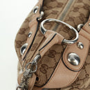 GUCCI GG Canvas Tote Bag 2-wegs Beige Zilver 232949 Auth ep12524-10
