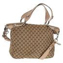 GUCCI GG Canvas Tote Bag 2-wegs Beige Zilver 232949 Auth ep12524-1