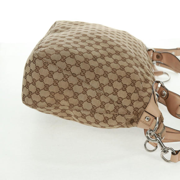 GUCCI GG Canvas Tote Bag 2-wegs Beige Zilver 232949 Auth ep12524