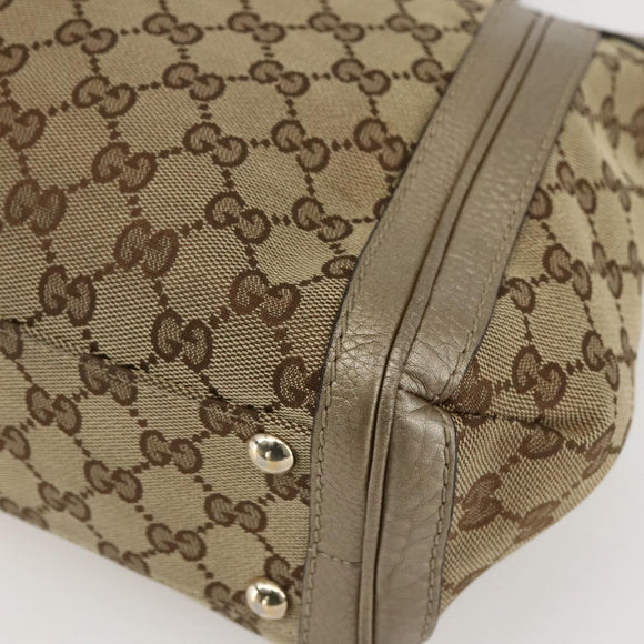 GUCCI Bamboo Wrasse GG Canvas Tote Bag 2way Beige Gold 282300 Auth ep12525