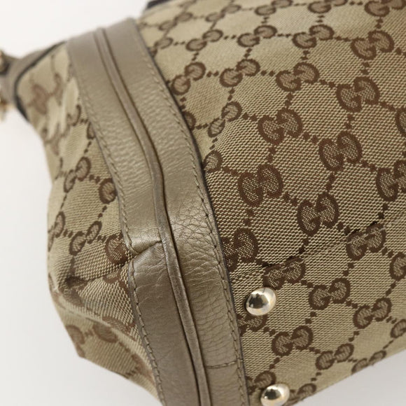 GUCCI Bamboo Wrasse GG Canvas Tote Bag 2way Beige Gold 282300 Auth ep12525