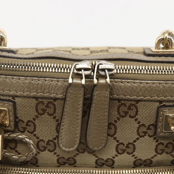 GUCCI Bamboo Wrasse GG Canvas Tote Bag 2way Beige Gold 282300 Auth ep12525