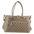 GUCCI Bamboo Wrasse GG Canvas Tote Bag 2way Beige Gold 282300 Auth ep12525-13