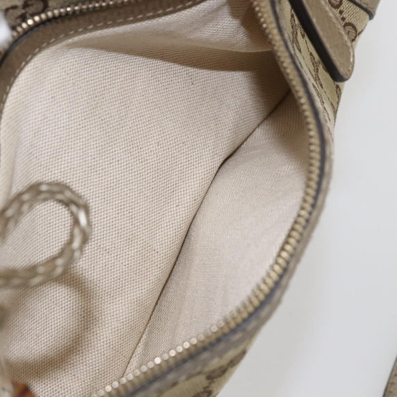 GUCCI Bamboo Wrasse GG Canvas Tote Bag 2way Beige Gold 282300 Auth ep12525