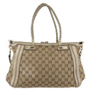 GUCCI Bamboo Wrasse GG Canvas Tote Bag 2way Beige Gold 282300 Auth ep12525-2