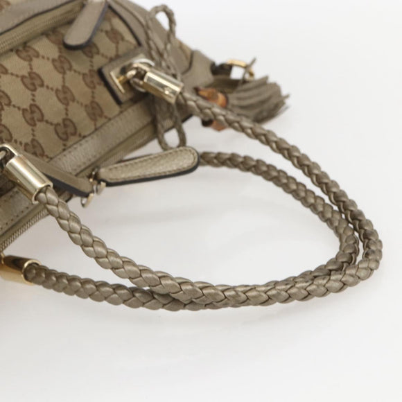 GUCCI Bamboo Wrasse GG Canvas Tote Bag 2way Beige Gold 282300 Auth ep12525