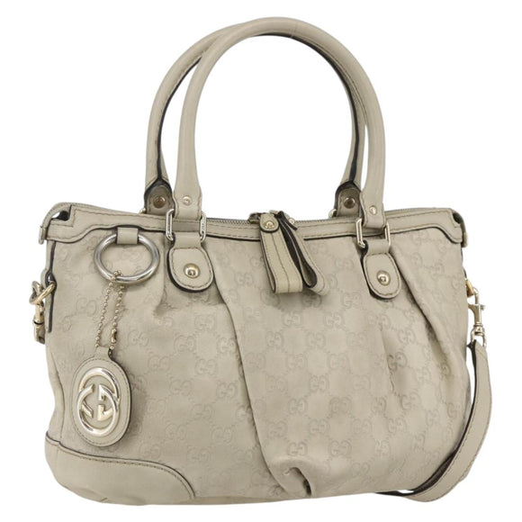 GUCCI GG Canvas Guccissima Sukey Bag Leather 2way Ivory Gold 247902 Auth ep12526