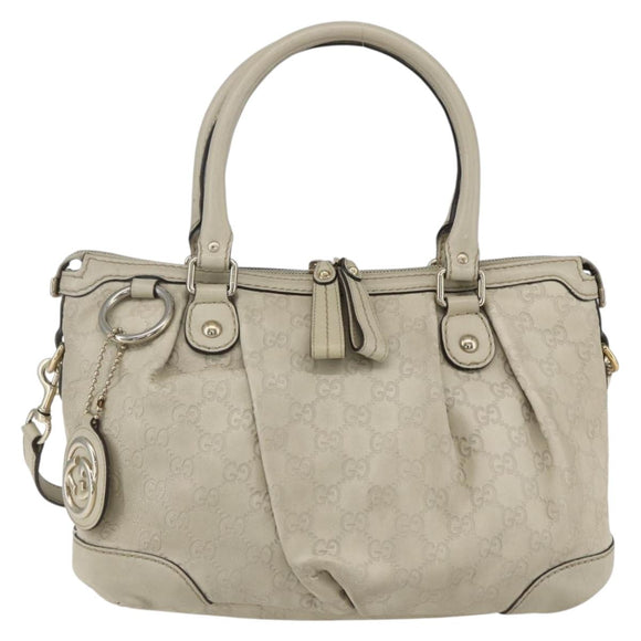 GUCCI GG Canvas Guccissima Sukey Bag Leather 2way Ivory Gold 247902 Auth ep12526
