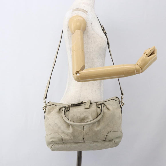 GUCCI GG Canvas Guccissima Sukey Tasche Leder 2-Wege Elfenbein Gold 247902 Auth ep12526