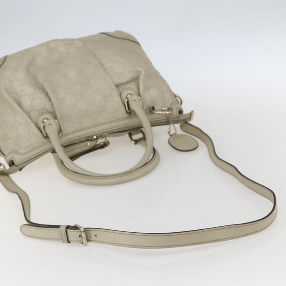 GUCCI GG Canvas Guccissima Sukey Bag Leather 2way Ivory Gold 247902 Auth ep12526