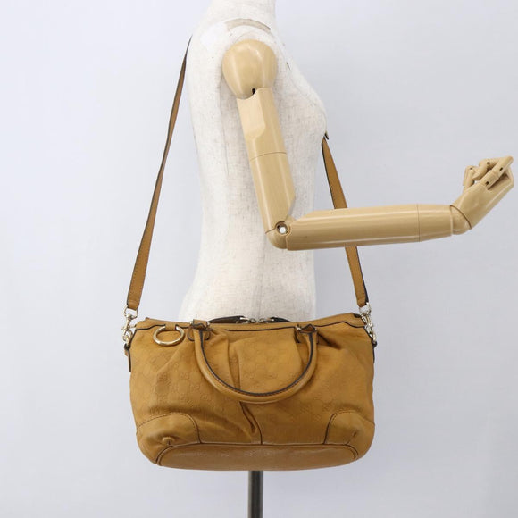 GUCCI GG Canvas Guccissima Sukey Bag Leather 2way Yellow 247902 Auth ep12527