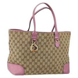 GUCCI GG Canvas Heart Bit Tote Bag Beige Gold 269956 Auth ep12530