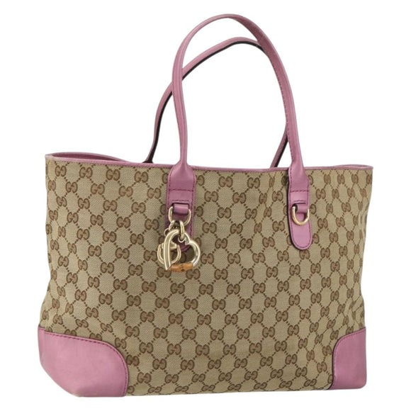 GUCCI GG Canvas Heart Bit Tote Bag Beige Gold 269956 Auth ep12530