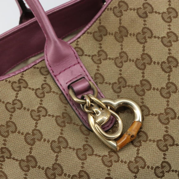 GUCCI GG Canvas Heart Bit Tote Bag Beige Gold 269956 Auth ep12530