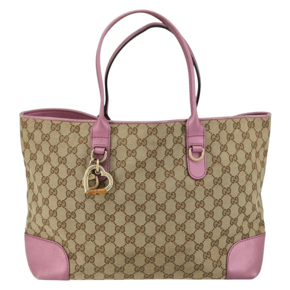 GUCCI GG Canvas Heart Bit Tote Bag Beige Gold 269956 Auth ep12530