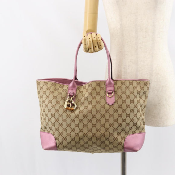 GUCCI GG Canvas Heart Bit Tote Bag Beige Gold 269956 Auth ep12530