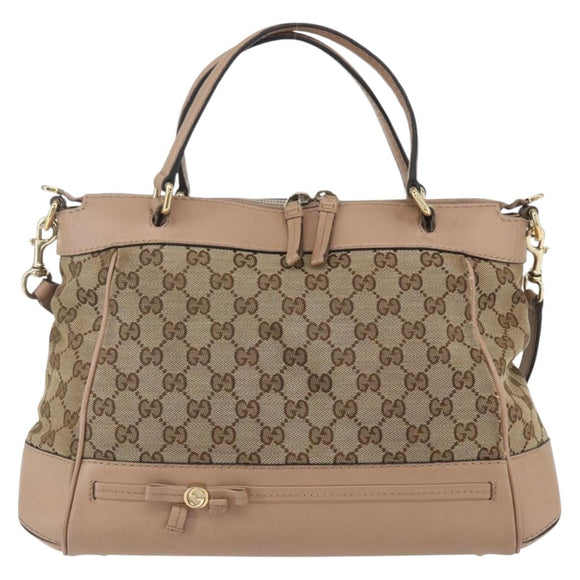 GUCCI GG Canvas Web Sherry Line Mayfair Bag 2way Beige Red 269894 Auth ep12531