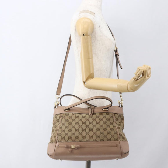GUCCI GG Canvas Web Sherry Line Mayfair Bag 2way Beige Red 269894 Auth ep12531