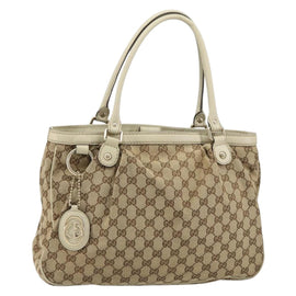 GUCCI GG Canvas Sukey Tote Bag Beige Gold 296835 Auth ep12532