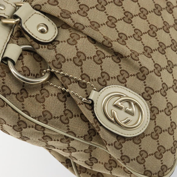 GUCCI GG Canvas Sukey Tote Bag Beige Gold 296835 Auth ep12532