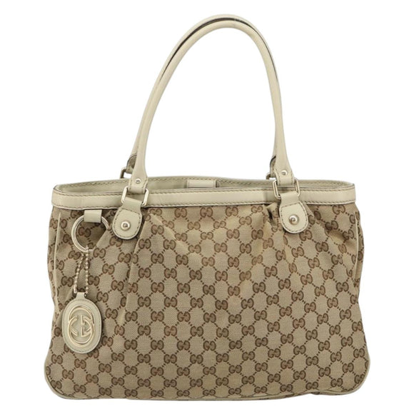 GUCCI GG Canvas Sukey Tote Bag Beige Gold 296835 Auth ep12532