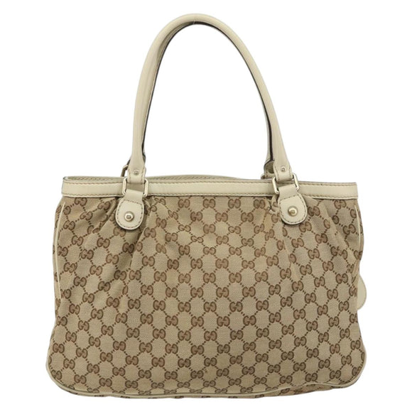 GUCCI GG Canvas Sukey Tote Bag Beige Gold 296835 Auth ep12532