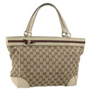 GUCCI GG Canvas Web Sherry Line Mayfair Tote Bag Beige Red 257061 Auth ep12533-1