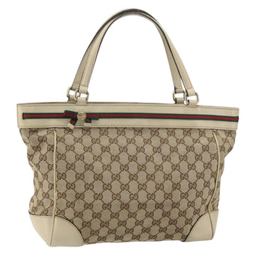 GUCCI GG Canvas Web Sherry Line Mayfair Tote Bag Beige Red 257061 Auth ep12533