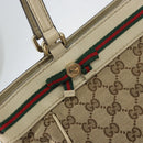 GUCCI GG Canvas Web Sherry Line Mayfair Tote Bag Beige Red 257061 Auth ep12533-14