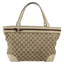 GUCCI GG Canvas Web Sherry Line Mayfair Tote Bag Beige Red 257061 Auth ep12533-2