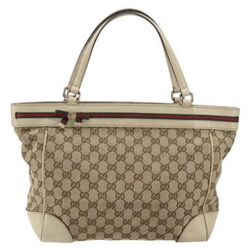 GUCCI GG Canvas Web Sherry Line Mayfair Tote Bag Beige Red 257061 Auth ep12533 - 0