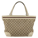 GUCCI GG Canvas Web Sherry Line Mayfair Tote Bag Beige Red 257061 Auth ep12533-3