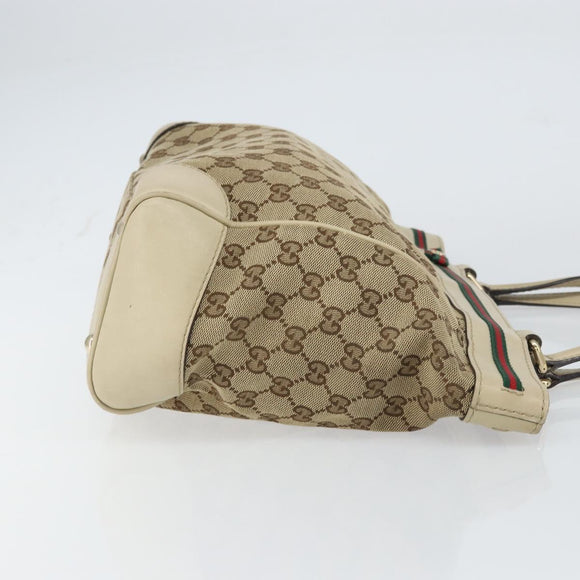 GUCCI GG Canvas Web Sherry Line Mayfair Tote Bag Beige Red 257061 Auth ep12533