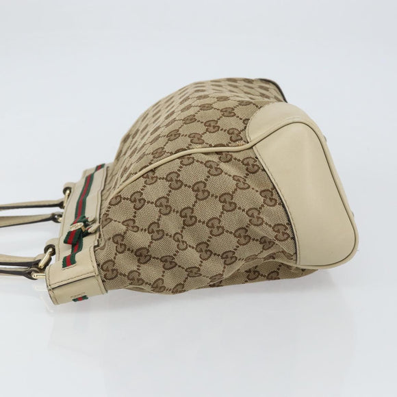 GUCCI GG Canvas Web Sherry Line Mayfair Tote Bag Beige Red 257061 Auth ep12533