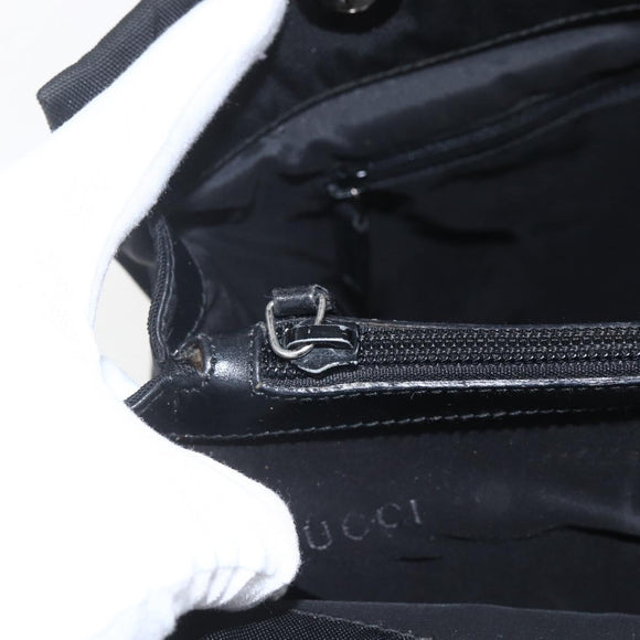 GUCCI Bamboo Hand Bag Nylon 2way Black Silver 002 1016 Auth ep12535