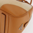 PRADA Boston Bag Canvas Beige Silver Auth ep12540-11